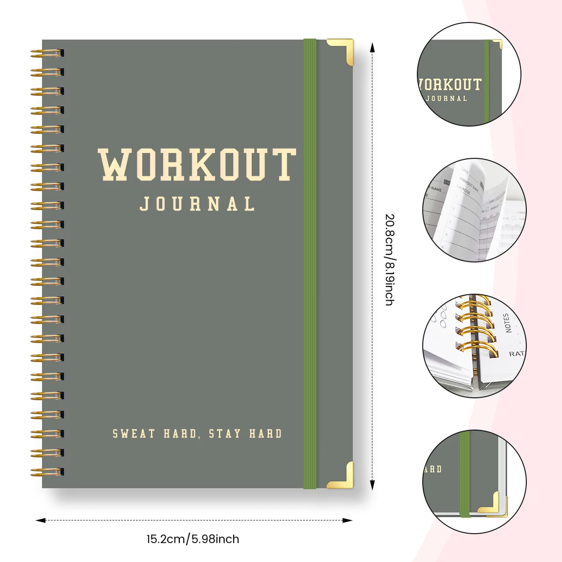 Undated Workout Journal Spiral Fitness Tracker with Goal Setting Progress Pages Monthly Overview & Stickers
Undated Workout Journal Spiral Fitness Tracker with Goal Setting Progress Pages Monthly Overview & Stickers