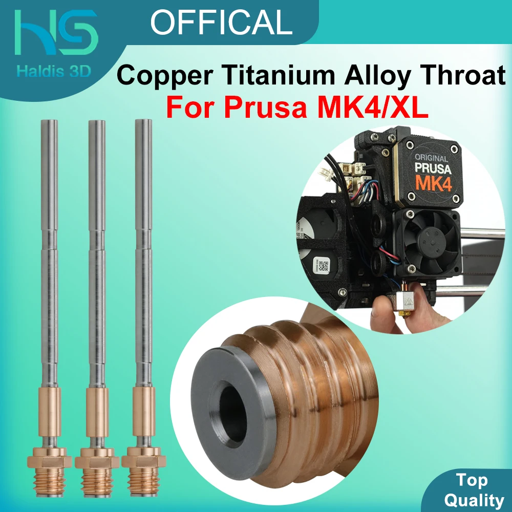 Copper Titanium Alloy Throat For Prusa MK4/XL Hotend Kit High Temperature Resistance And High Speed Printing 3D Printer Parts
Copper Titanium Alloy Throat For Prusa MK4/XL Hotend Kit High Temperature Resistance And High Speed Printing 3D Printer Parts