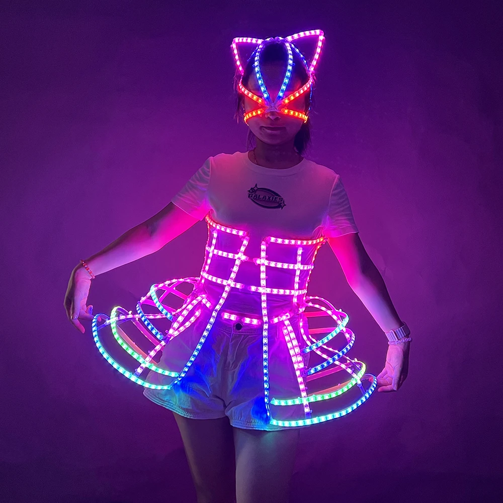 Full Color LED Costume Suit Bar Nightclub Light Up Cage Clothing Sexy Girl Tutu Ballet Dancing LED Luminous Hollowed-Out Dress
Full Color LED Costume Suit Bar Nightclub Light Up Cage Clothing Sexy Girl Tutu Ballet Dancing LED Luminous Hollowed-Out Dress