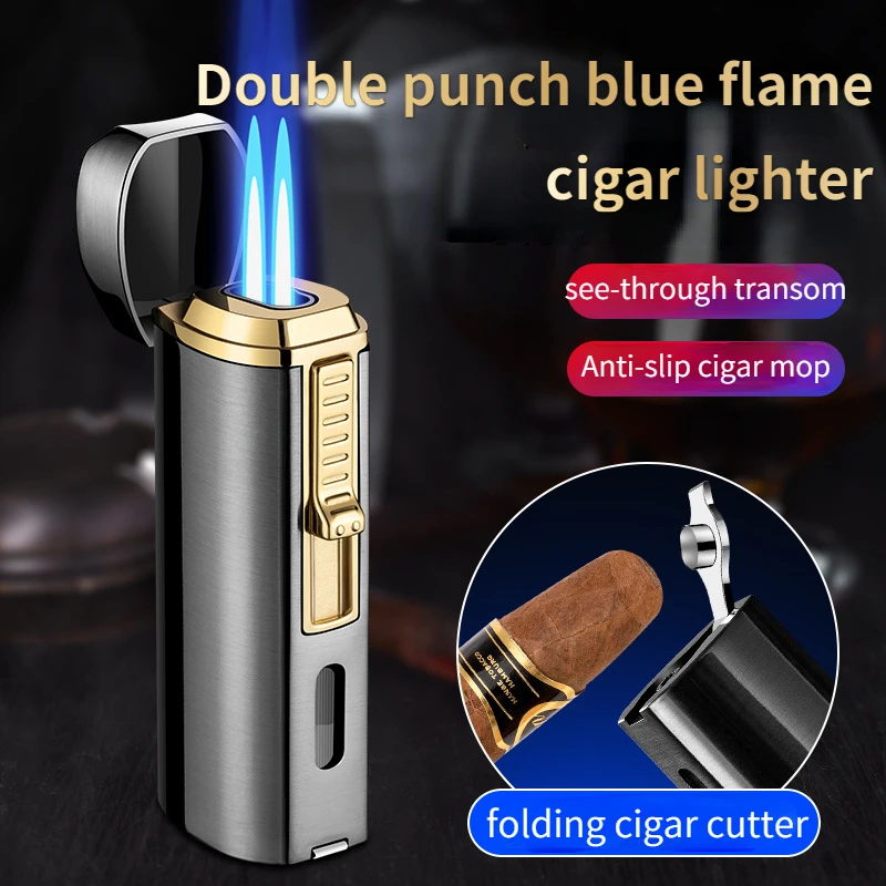 Best-selling Men's Dual-fire Direct Cigar Lighter with Visible Transom with Cigar Cutter and Windproof Metal Cigarette Lighter
Best-selling Men's Dual-fire Direct Cigar Lighter with Visible Transom with Cigar Cutter and Windproof Metal Cigarette Lighter