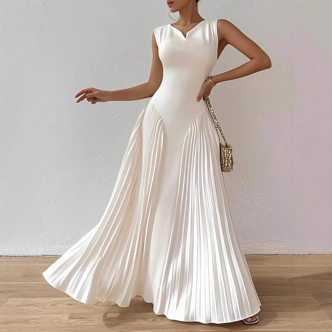 Elegant Party Dress Long Deep V Neck Wedding Guest Dresses Fitted Waist Pleated Skirt Evening Gown A Line Silhouette Maxi Dress
Elegant Party Dress Long Deep V Neck Wedding Guest Dresses Fitted Waist Pleated Skirt Evening Gown A Line Silhouette Maxi Dress