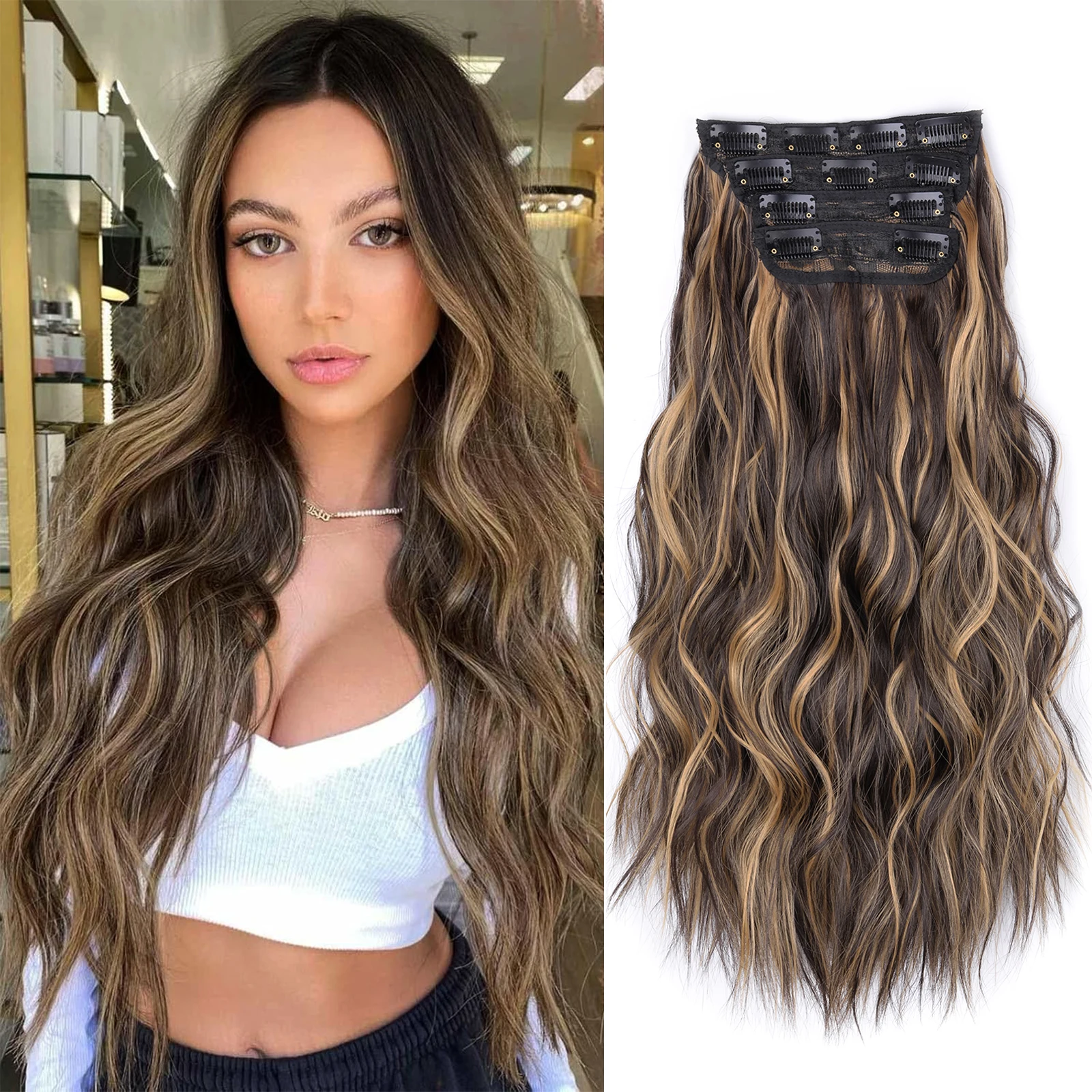 Sunfay 22 Inch Synthetic Clip In Hair Extensions 4Pcs/Set Long Wavy Thick Hairpiece For Women Brown Blonde Black Natural Hair
Sunfay 22 Inch Synthetic Clip In Hair Extensions 4Pcs/Set Long Wavy Thick Hairpiece For Women Brown Blonde Black Natural Hair