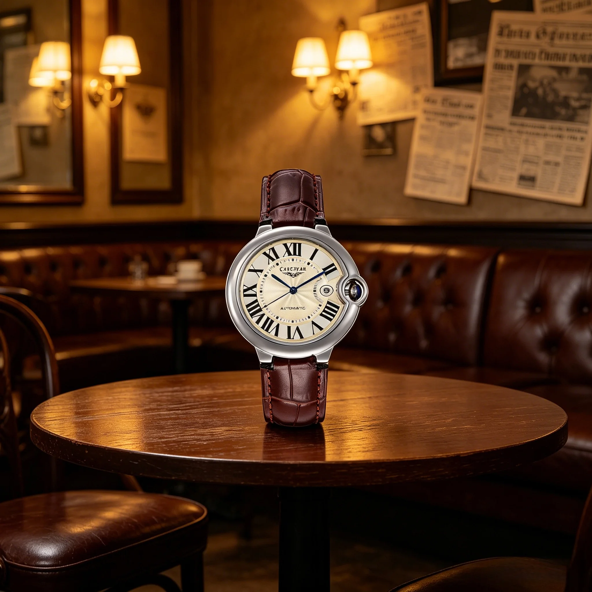 A classic mechanical men’s watch from a premium brand, featuring a steel bracelet, water resistance and a date display
A classic mechanical men’s watch from a premium brand, featuring a steel bracelet, water resistance and a date display