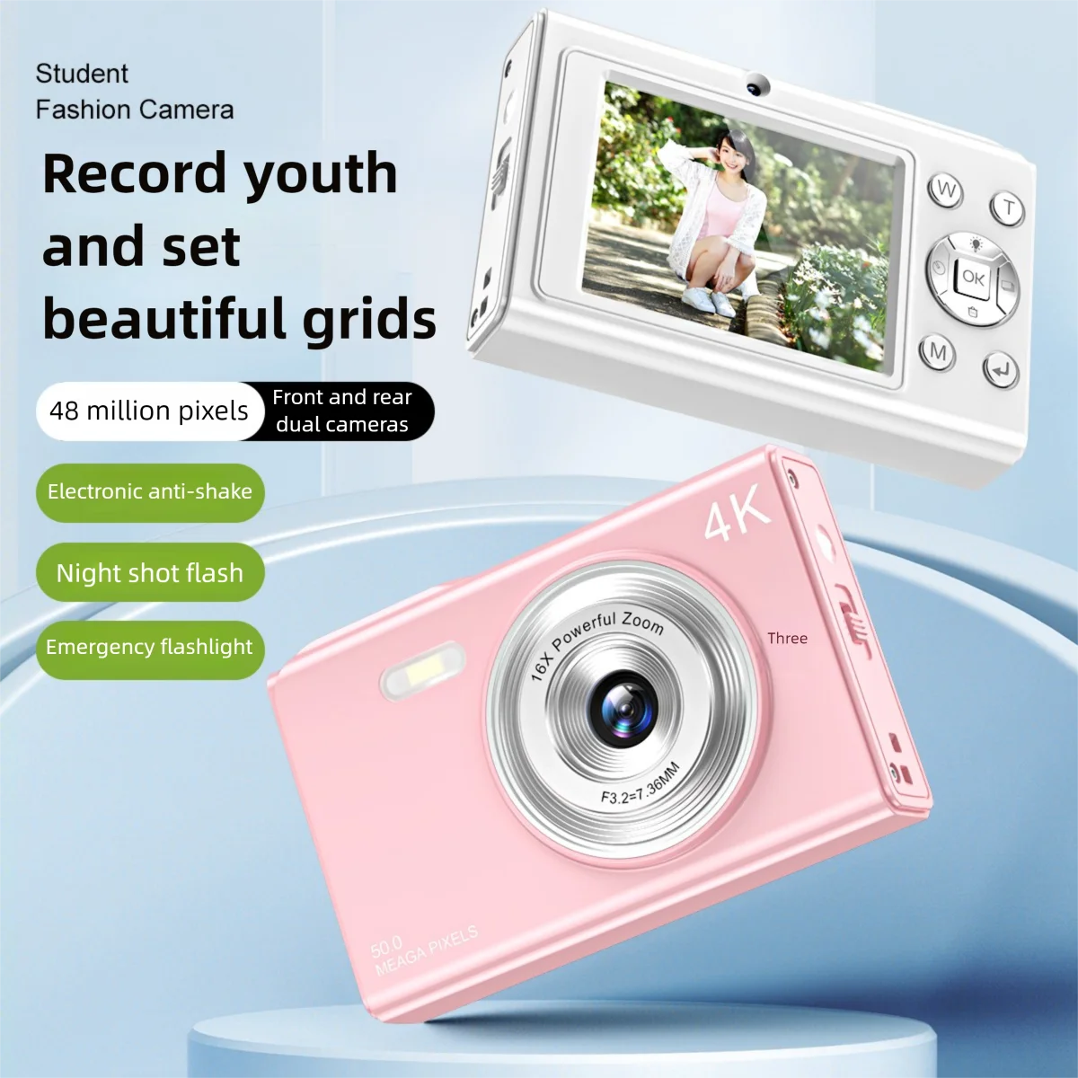 48MP Digital Camera 2.88 inch Large Screen for Children Camcorder 16x Zoom Compact Cameras 1080P Cameras for Beginner Student
48MP Digital Camera 2.88 inch Large Screen for Children Camcorder 16x Zoom Compact Cameras 1080P Cameras for Beginner Student