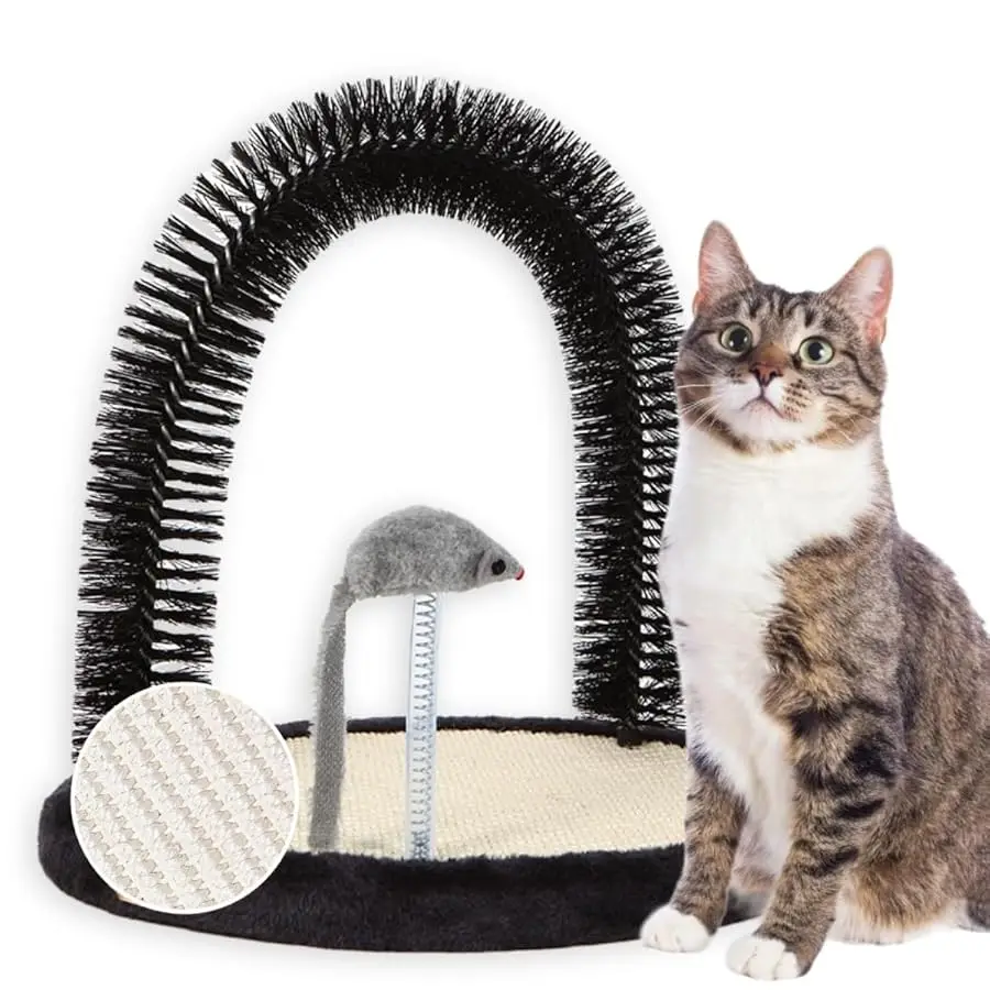 Happi N Pets Cat Self Groomer, Arch Grooming Brush wtih Heavy Duty Woven Sisal Pad, Rubbing Post & Catnip Toy, Cat Face Scratche
Happi N Pets Cat Self Groomer, Arch Grooming Brush wtih Heavy Duty Woven Sisal Pad, Rubbing Post & Catnip Toy, Cat Face Scratche