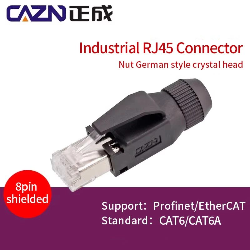 Industrial RJ45 Connector Cat6A 8 pin Profinet/EtherCat Network Cable Plug Assembled RJ45 Crystal Head
Industrial RJ45 Connector Cat6A 8 pin Profinet/EtherCat Network Cable Plug Assembled RJ45 Crystal Head