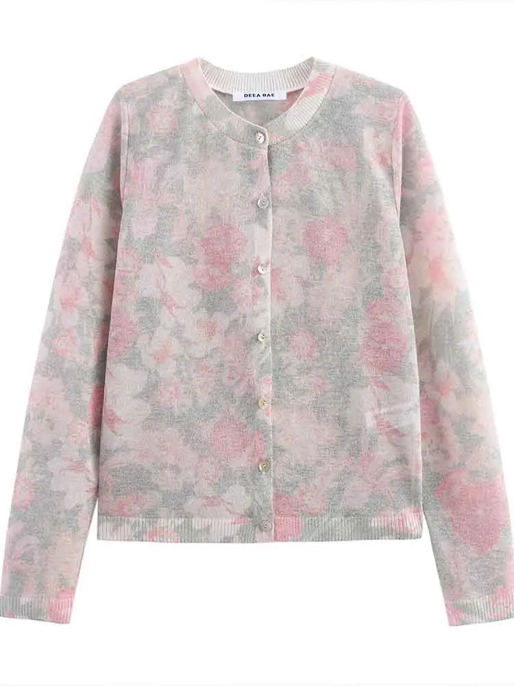 European style new women's fashion sweet flower floral print round neck long sleeve knitted jacket cardigan
European style new women's fashion sweet flower floral print round neck long sleeve knitted jacket cardigan