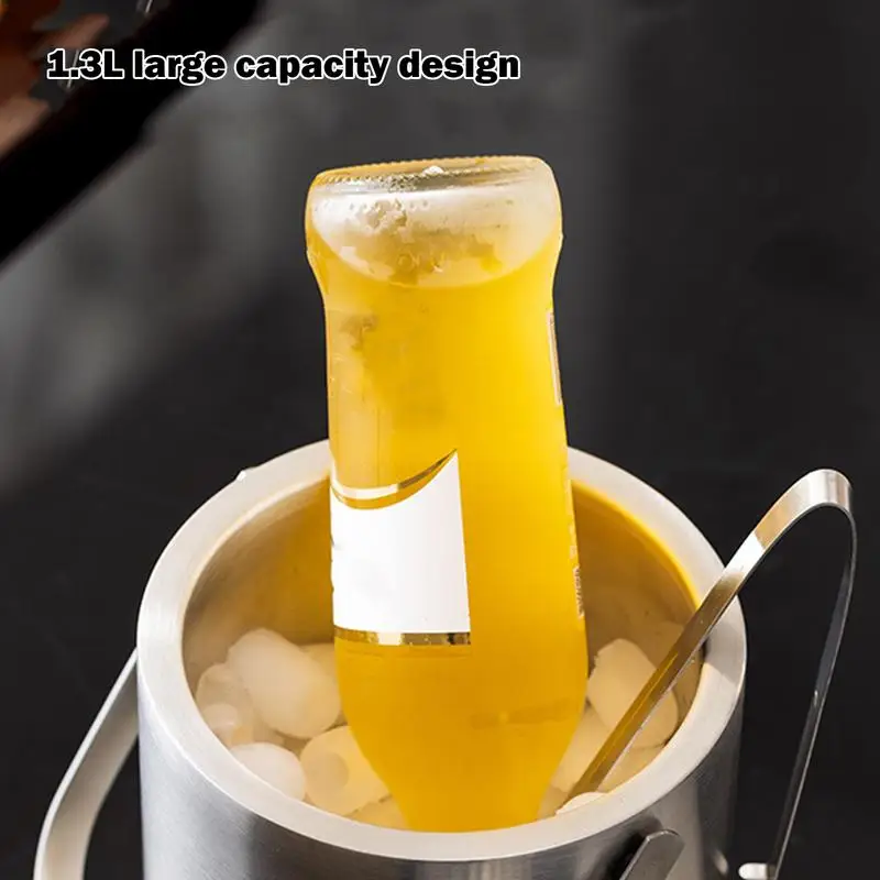 1.3L Ice Bucket Stainless Steel Double Layer Tub For Wine Insulated Ice Bucket With Lid Champagne Bucket
1.3L Ice Bucket Stainless Steel Double Layer Tub For Wine Insulated Ice Bucket With Lid Champagne Bucket