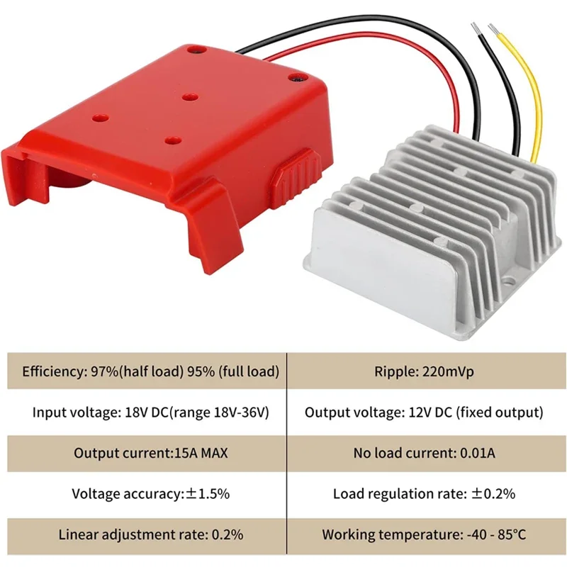 15A 180W Step Down Converter Aadpter For Dewalt For Milwaukee 18V 20V to 12V Battery Dock Power DIY Buck Converter Regulator
15A 180W Step Down Converter Aadpter For Dewalt For Milwaukee 18V 20V to 12V Battery Dock Power DIY Buck Converter Regulator