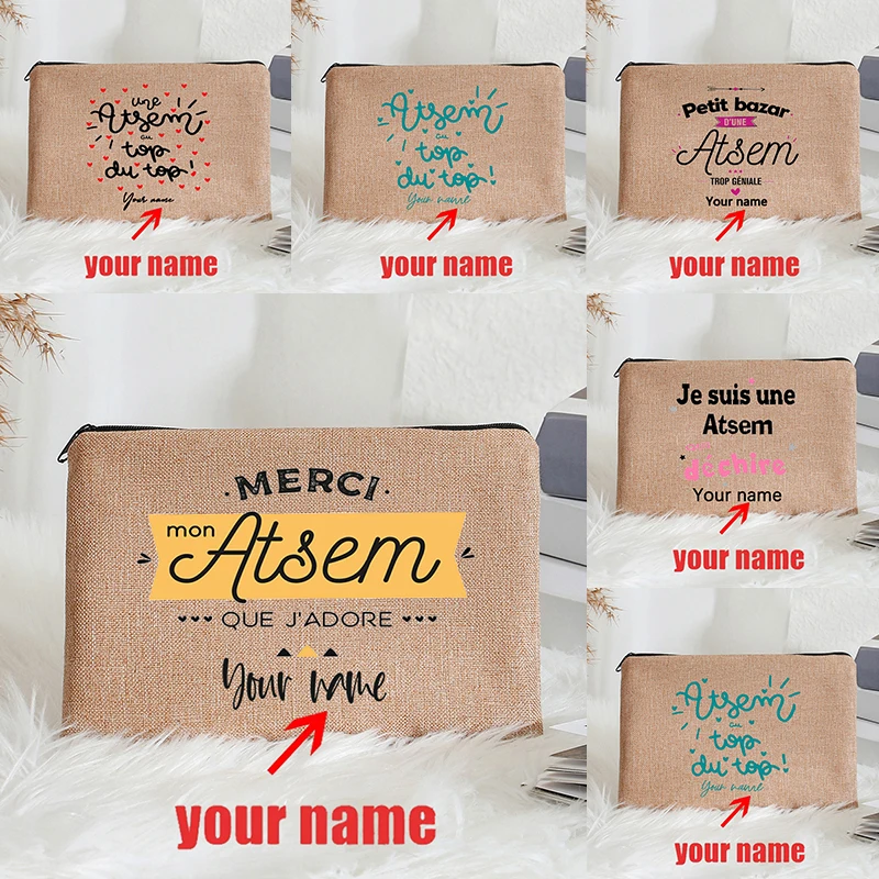 Une Atsem Au Top Du Top Custom Name Lines Makeup Bag Travel Storage Zip Bags Office Supplies Pencil Case Gift for Atsem Teacher
Une Atsem Au Top Du Top Custom Name Lines Makeup Bag Travel Storage Zip Bags Office Supplies Pencil Case Gift for Atsem Teacher