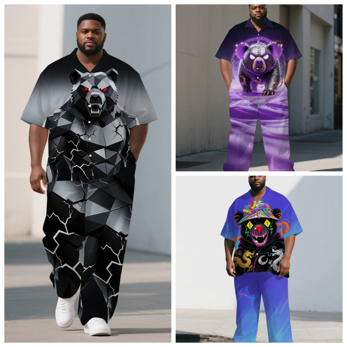 S-9XL Men's Summer Geometric Bear Print Oversized Shirt & Pants Set Multi-Design Casual 2-Piece Outfit
S-9XL Men's Summer Geometric Bear Print Oversized Shirt & Pants Set Multi-Design Casual 2-Piece Outfit