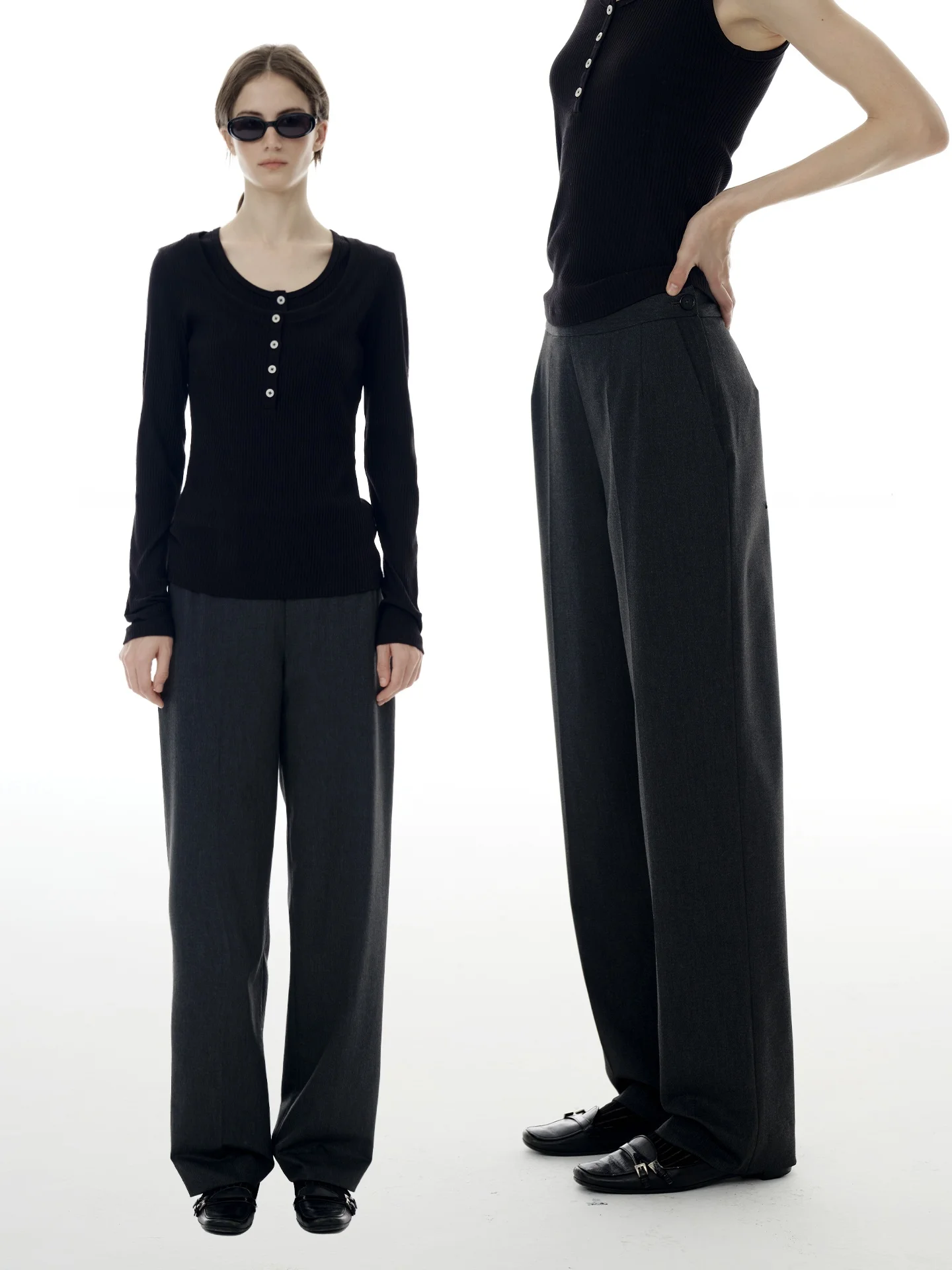 Grey Straight Leg Smoke Tube Pants Women's Commuter Style Casual Long Trousers Fashionable Versatile mid Waist Zipper
Grey Straight Leg Smoke Tube Pants Women's Commuter Style Casual Long Trousers Fashionable Versatile mid Waist Zipper