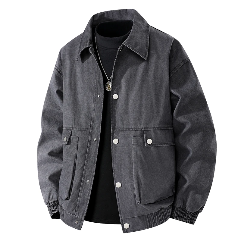 Мужские куртки, однотонные, с отложным воротником, металлические пуговицы, ветрозащитные, S-8XL, повседневное пальто больших размеров 
Мужские куртки, однотонные, с отложным воротником, металлические пуговицы, ветрозащитные, S-8XL, повседневное пальто больших размеров