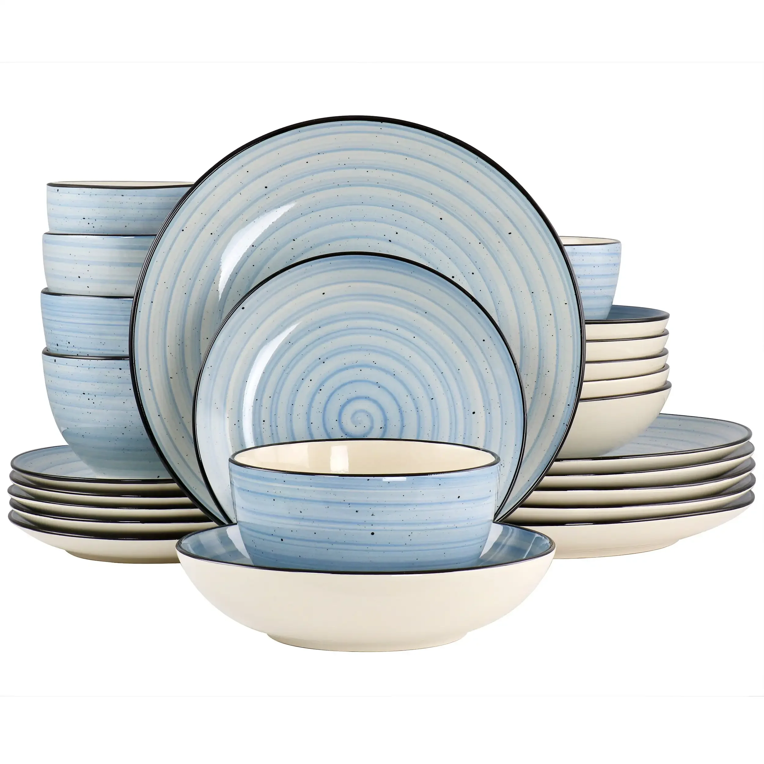 24 Piece Stoneware Dinnerware Set in Light Blue
24 Piece Stoneware Dinnerware Set in Light Blue
