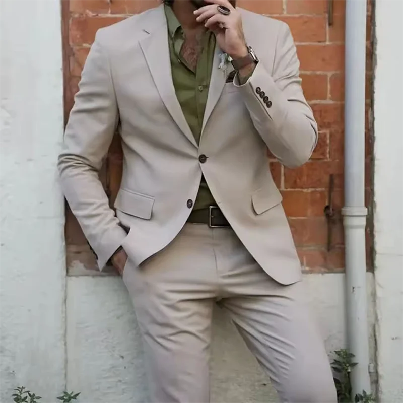 Men Suits Two Piece Fashion Single Breasted Notched Lapel Male Suit Chic Solid Color Business Casual Formal Slim Costume Homme
Men Suits Two Piece Fashion Single Breasted Notched Lapel Male Suit Chic Solid Color Business Casual Formal Slim Costume Homme
