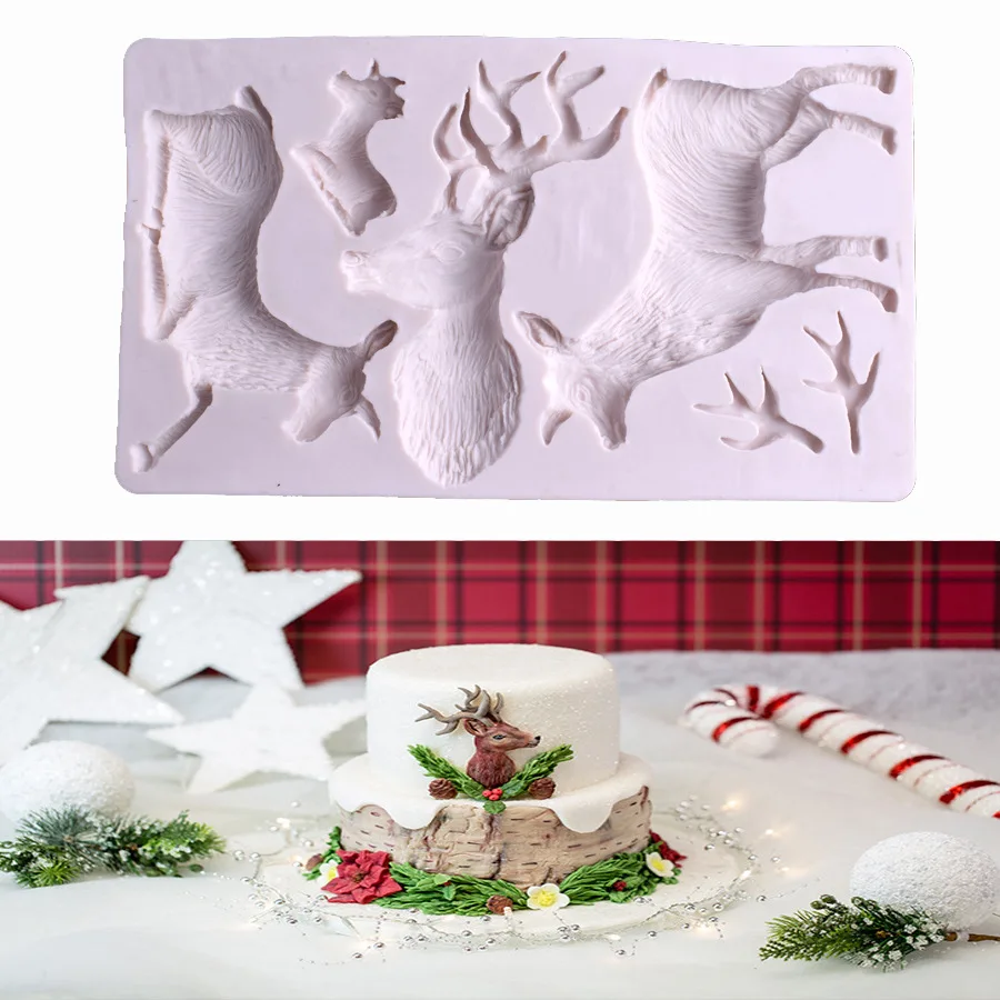3D Elk Shape Silicone Cake Mold DIY Antler Fondant Chocolate Cake Decoration Baking Tool Reindeer Clay Plaster Resin Craft Mould
3D Elk Shape Silicone Cake Mold DIY Antler Fondant Chocolate Cake Decoration Baking Tool Reindeer Clay Plaster Resin Craft Mould
