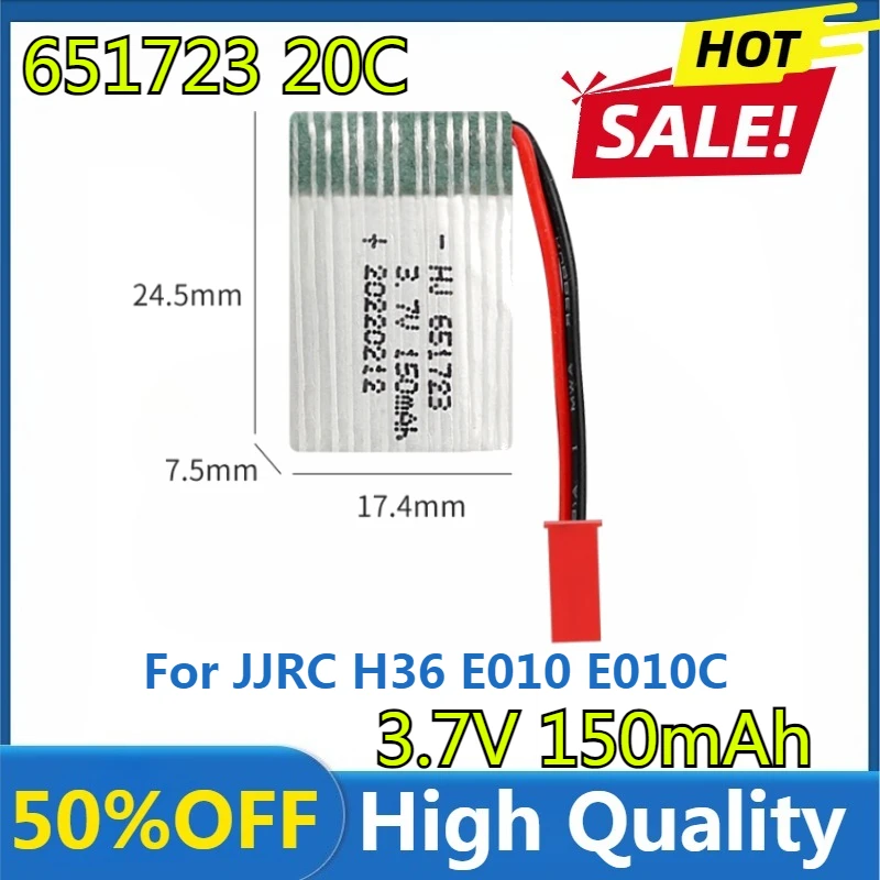 New High Quality 3.7v 150mah 651723 LIPO Battery for JJRC H36 E010 E010C E011 E013 F36 NH010 Battery RC Quadcopter Spare Parts 
New High Quality 3.7v 150mah 651723 LIPO Battery for JJRC H36 E010 E010C E011 E013 F36 NH010 Battery RC Quadcopter Spare Parts