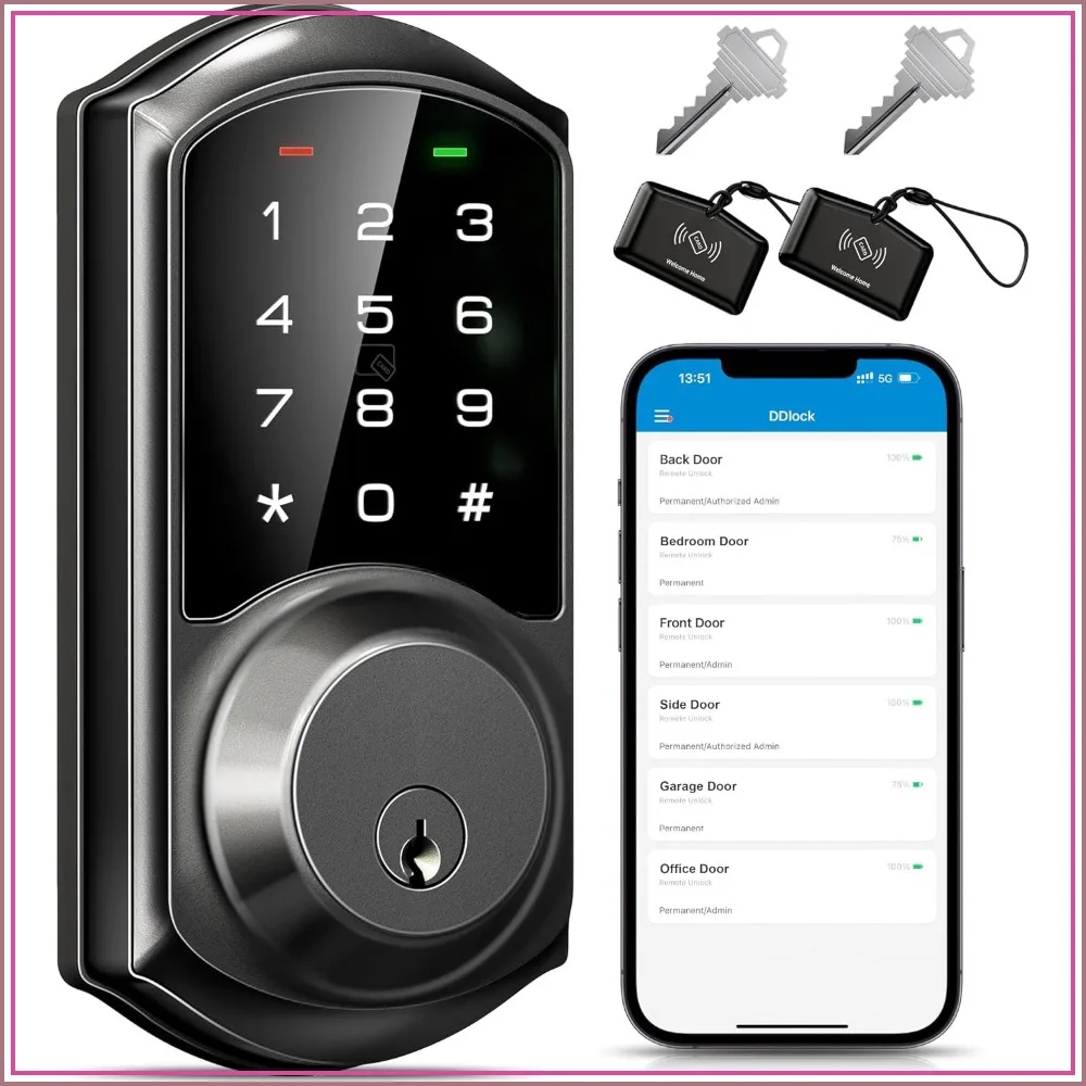 Smart Deadbolt with App Control, Keyless Entry Door Lock, Easy Install, Matte Black