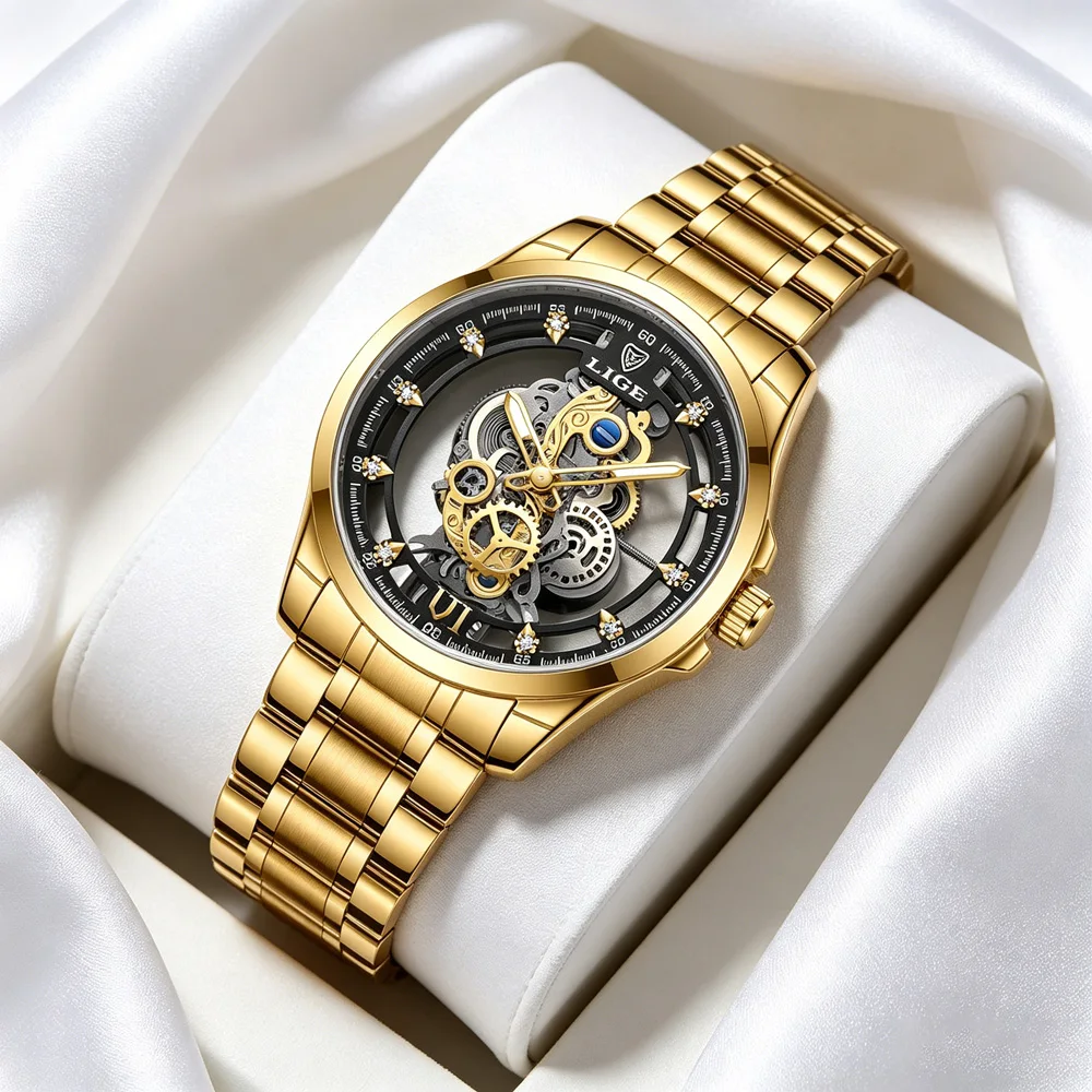 LIGE New Men Watch Skeleton Quartz Wristwatch Gold Skeleton Retro Man Watch Top Brand Luxury Clock Mens Watches Reloj Hombre
LIGE New Men Watch Skeleton Quartz Wristwatch Gold Skeleton Retro Man Watch Top Brand Luxury Clock Mens Watches Reloj Hombre