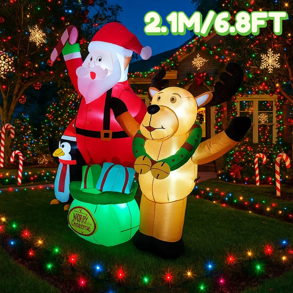 2.1M/6.8FT Christmas Decorations Inflatable Toy Santa Claus Reindeer Penguin Home Yard Ornaments with LED Light Christmas Toy
2.1M/6.8FT Christmas Decorations Inflatable Toy Santa Claus Reindeer Penguin Home Yard Ornaments with LED Light Christmas Toy