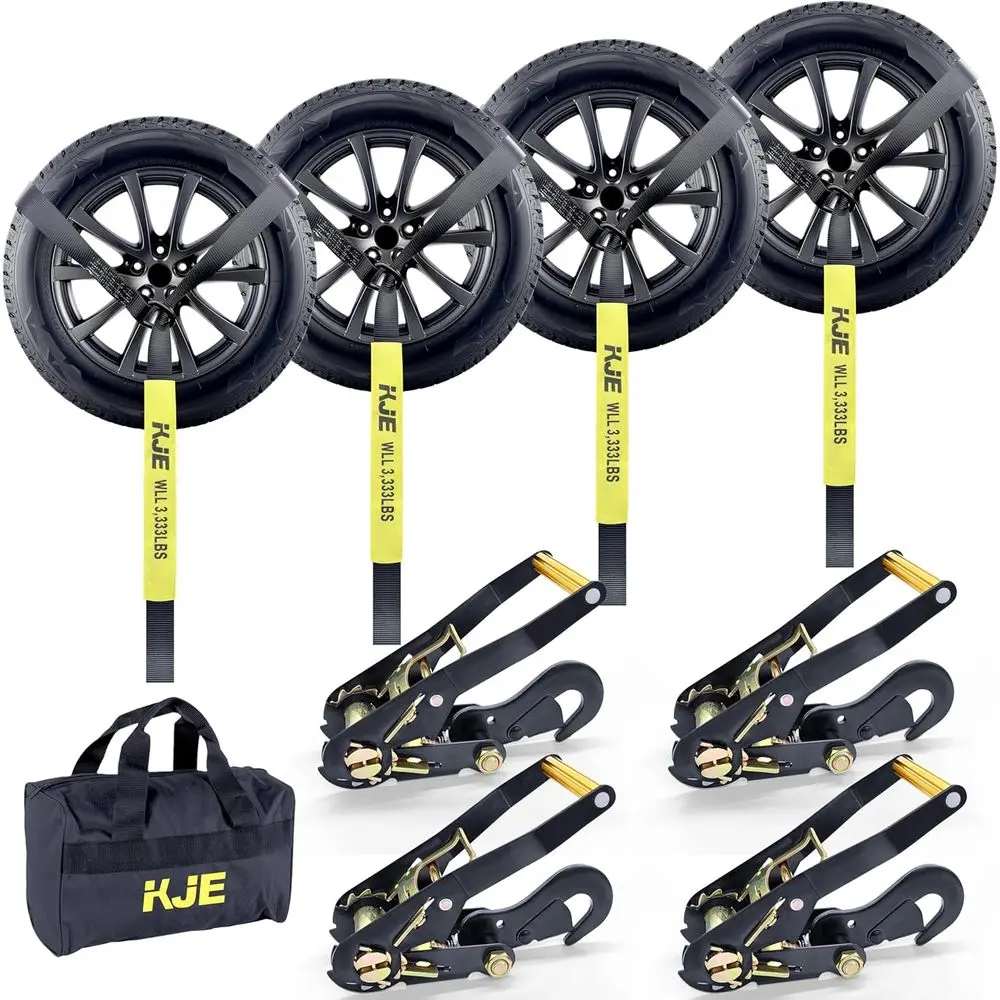 4-Pack Car Tie Down Straps - Lasso Style Tire Ratchet Straps with Snap Hooks, 2 x 10', 10,000 lbs Break Strength, Suitable for H
4-Pack Car Tie Down Straps - Lasso Style Tire Ratchet Straps with Snap Hooks, 2 x 10', 10,000 lbs Break Strength, Suitable for H