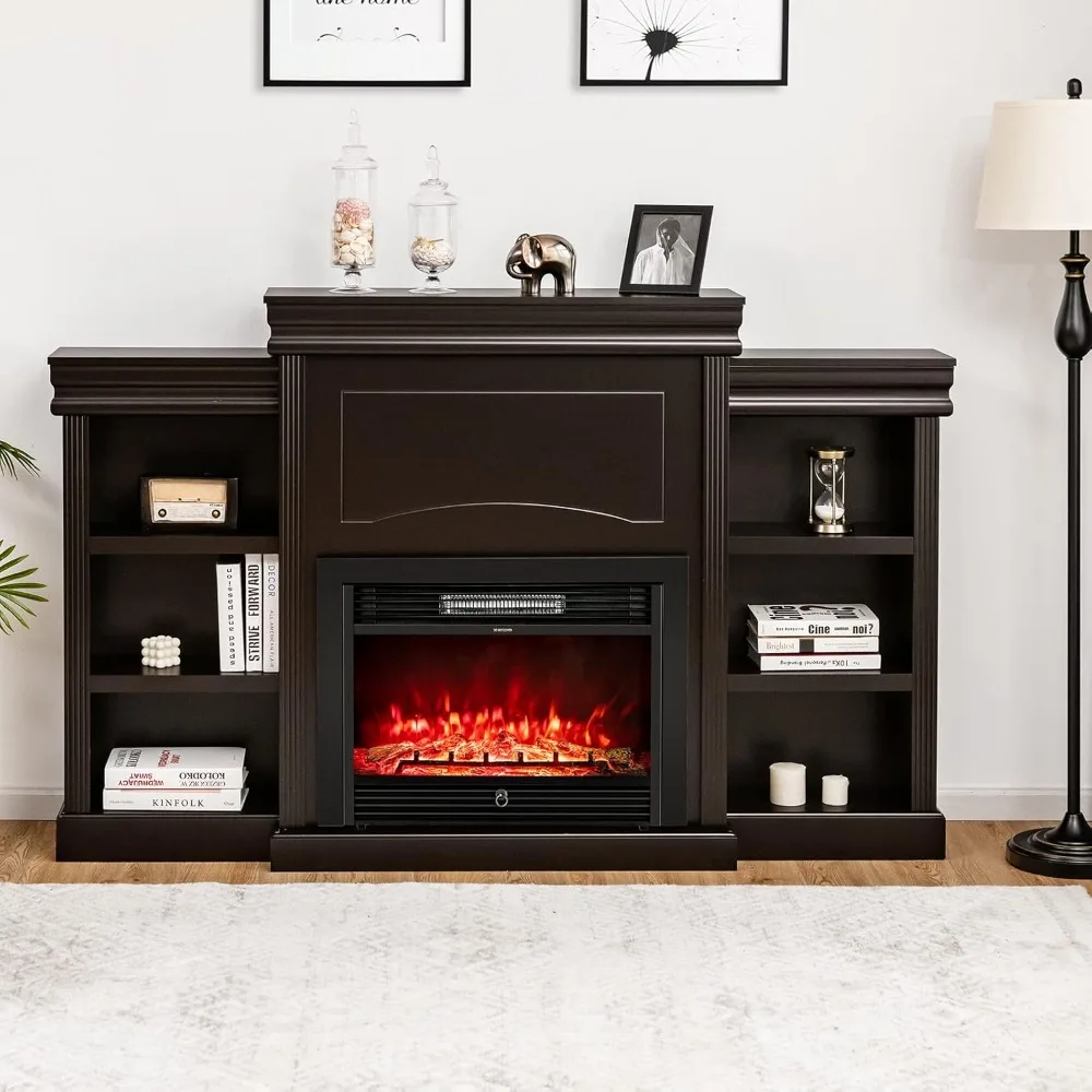 Mantel FireplaceElectric Fireplace w/Mantel & Built-in Bookshelves, Fireplace w/Remote Control, 1-8H Timer Adjustable Flame
Mantel FireplaceElectric Fireplace w/Mantel & Built-in Bookshelves, Fireplace w/Remote Control, 1-8H Timer Adjustable Flame