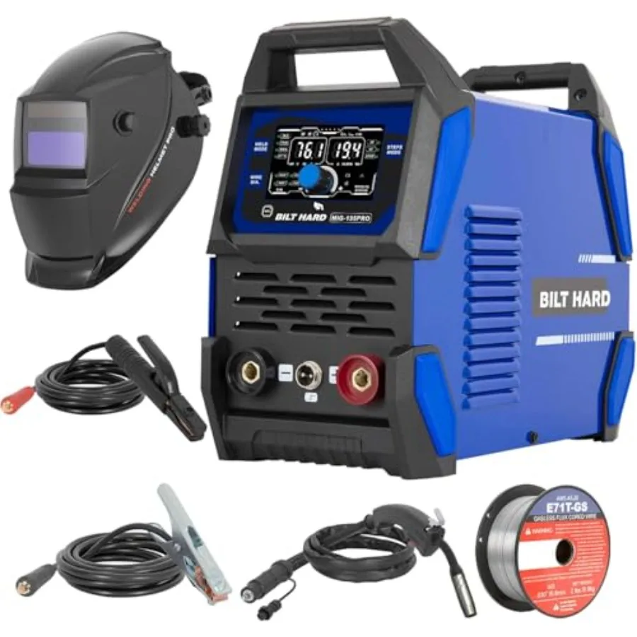 BILT HARD 135A 3-in-1 IGBT Inverter Welder, 110V Flux Core MIG/Lift TIG/Stick Welding hine with Synergic Control, LED Display,
BILT HARD 135A 3-in-1 IGBT Inverter Welder, 110V Flux Core MIG/Lift TIG/Stick Welding hine with Synergic Control, LED Display,