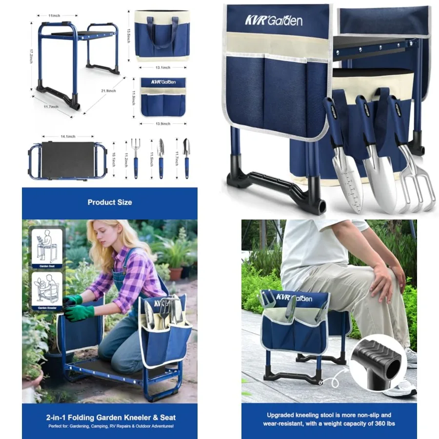 Garden Kneeler and Seat Set 7-Piece Upgraded - Heavy Duty Foldable Bench and Stool with 3 Aluminum Tools, 2 Non-Slip Pouches an
Garden Kneeler and Seat Set 7-Piece Upgraded - Heavy Duty Foldable Bench and Stool with 3 Aluminum Tools, 2 Non-Slip Pouches an