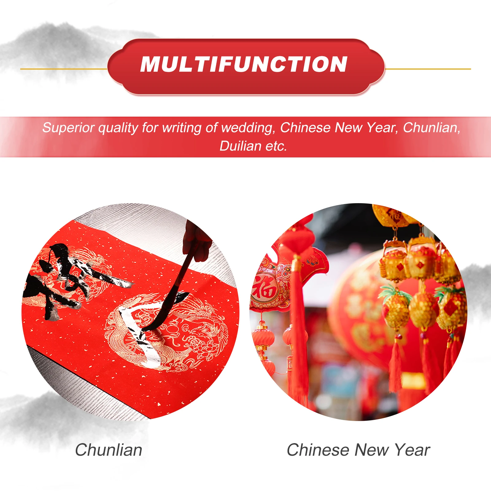 Rice Paper Couplet Red Spring Festival Xuan Chinese Couplets Blank Writing for Calligraphy
Rice Paper Couplet Red Spring Festival Xuan Chinese Couplets Blank Writing for Calligraphy