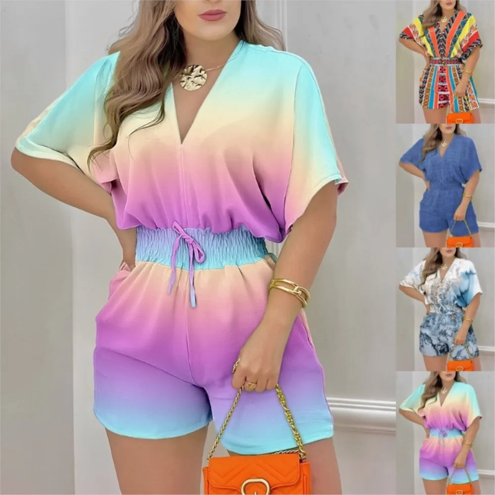 Jumpsuit Women Summer Women Loose Casual Printing Jumpsuit 2024 Elegant Women Fashion V-neck Short Sleeve Waist Shorts Jumpsuit
Jumpsuit Women Summer Women Loose Casual Printing Jumpsuit 2024 Elegant Women Fashion V-neck Short Sleeve Waist Shorts Jumpsuit