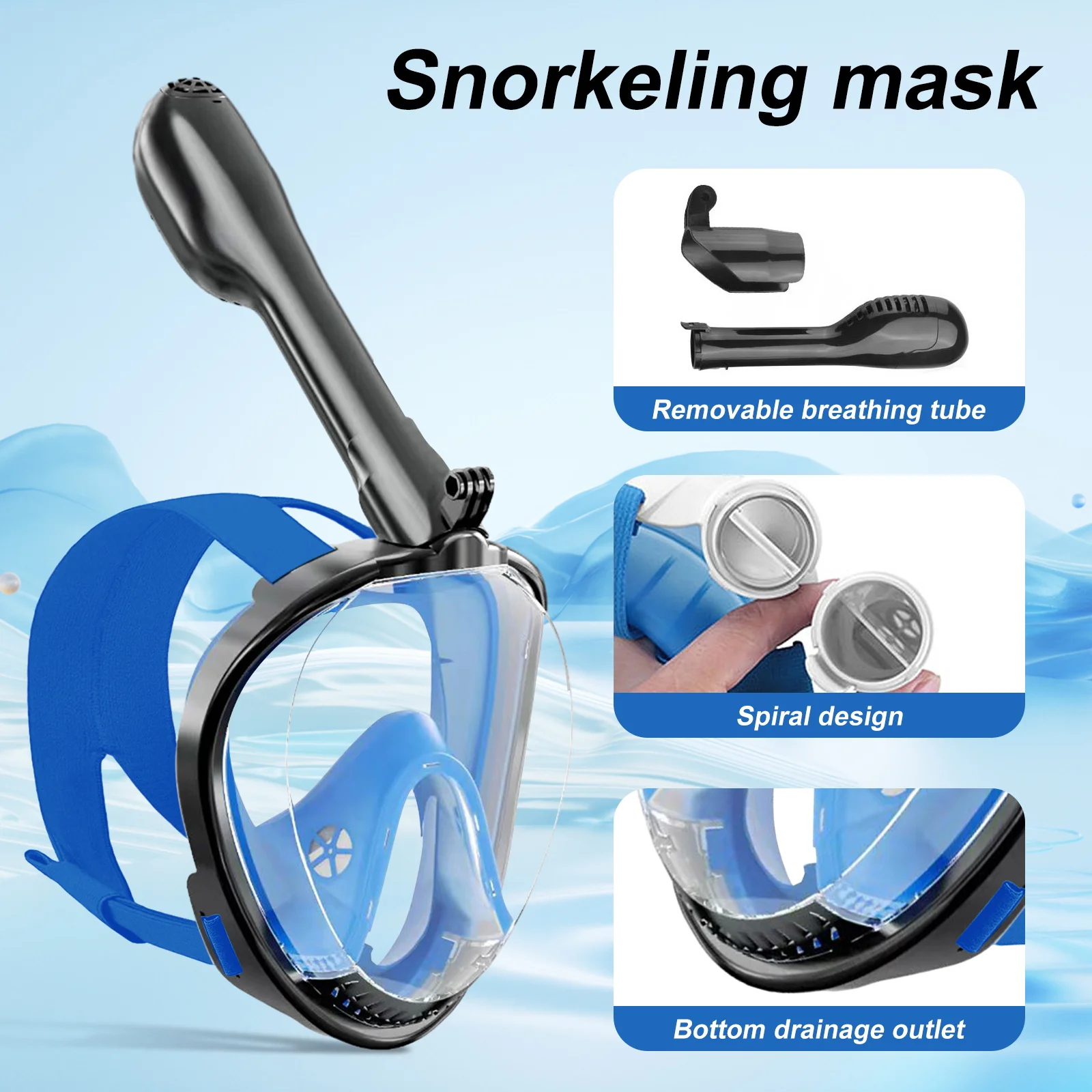 Полнолицевая маска для подводного плавания с одним шлангом для взрослых, безопасная для подводного плавания, дыхательная, водонепроницаемая, с креплением для камеры, регулируемый ремень, пляжный бассейн, плавание
Полнолицевая маска для подводного плавания с одним шлангом для взрослых, безопасная для подводного плавания, дыхательная, водонепроницаемая, с креплением для камеры, регулируемый ремень, пляжный бассейн, плавание