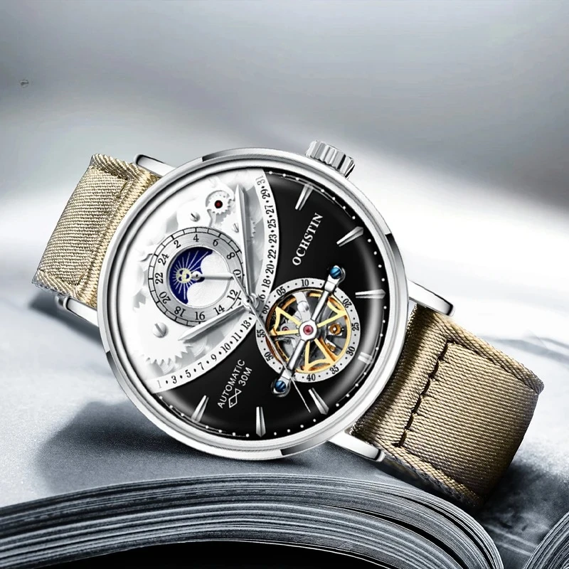 Простые и персонализированные креативные мужские часы нейлоновой серии, мужские механические часы с маховиком фазы луны и механическим механизмом
Простые и персонализированные креативные мужские часы нейлоновой серии, мужские механические часы с маховиком фазы луны и механическим механизмом