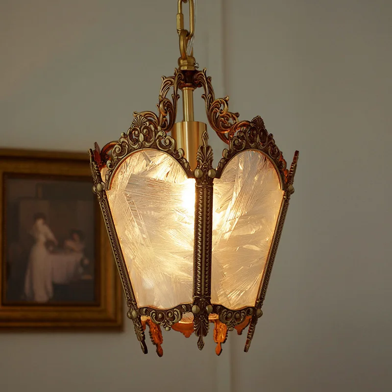 European Retro All Copper Pendant Lamp Luxury Glass Luster Small LED Lights Entrance Bedside Balcony Porch Restaurant Chandelier
European Retro All Copper Pendant Lamp Luxury Glass Luster Small LED Lights Entrance Bedside Balcony Porch Restaurant Chandelier