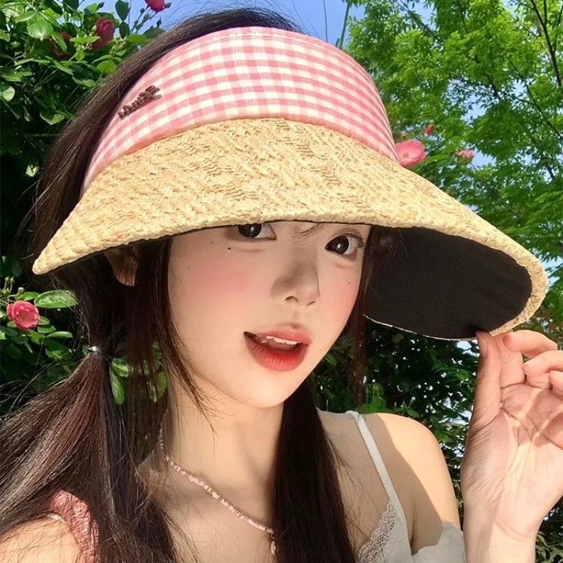 Women's Grid Grass Woven Sun Hat Summer Outdoor Wide-Brimmed UV-Resistant Versatile Open-Top Sun Protection Hat
Women's Grid Grass Woven Sun Hat Summer Outdoor Wide-Brimmed UV-Resistant Versatile Open-Top Sun Protection Hat