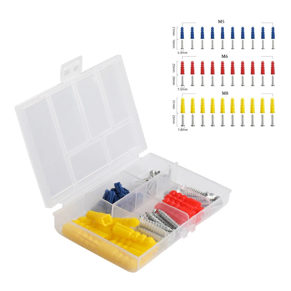 60PCS Plastic Self-Drilling Ribbed Drywall Anchors With Screws Assortment Kit M5 M6 M8 For Concrete Wall Hanging Shelves Picture
60PCS Plastic Self-Drilling Ribbed Drywall Anchors With Screws Assortment Kit M5 M6 M8 For Concrete Wall Hanging Shelves Picture