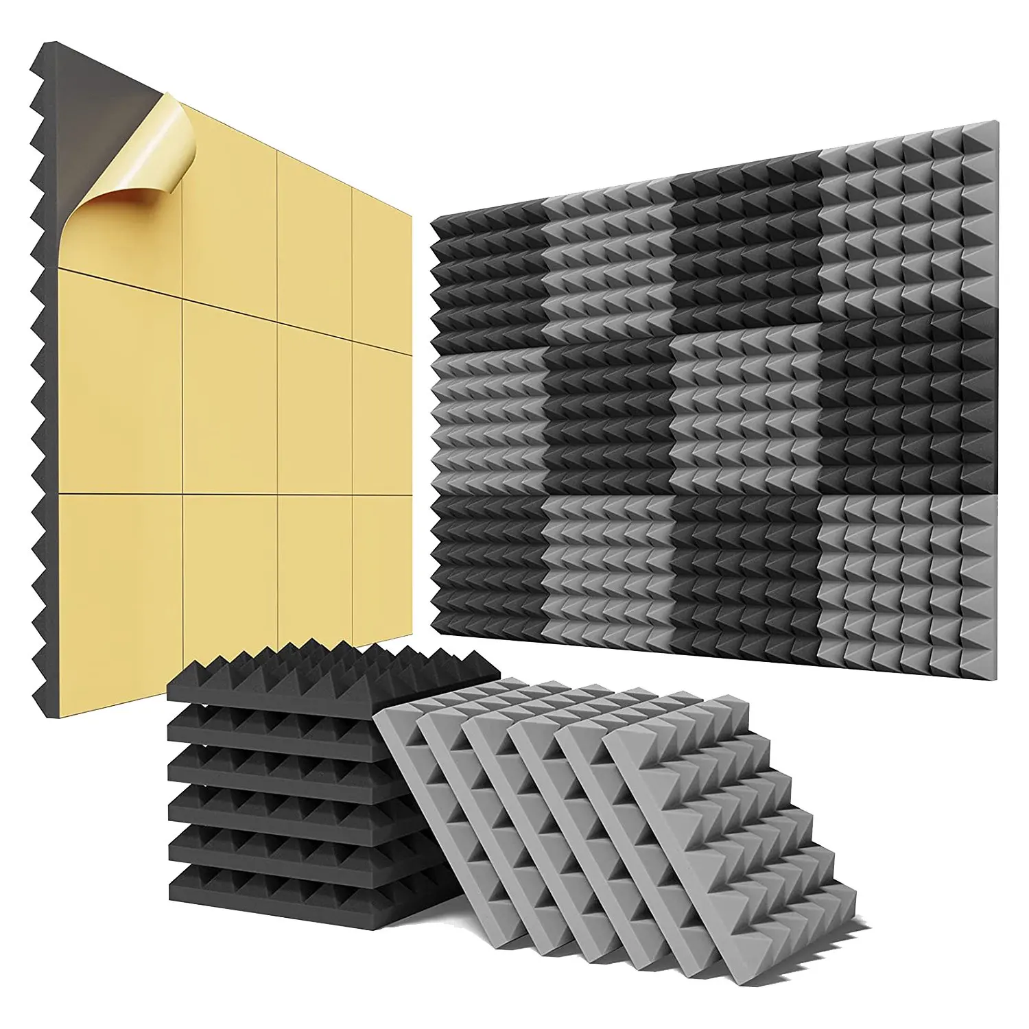 12 Pack Self-Adhesive Sound Proof Foam Panels 2 X 12 X 12 Inch Acoustic Panels-A74P
12 Pack Self-Adhesive Sound Proof Foam Panels 2 X 12 X 12 Inch Acoustic Panels-A74P