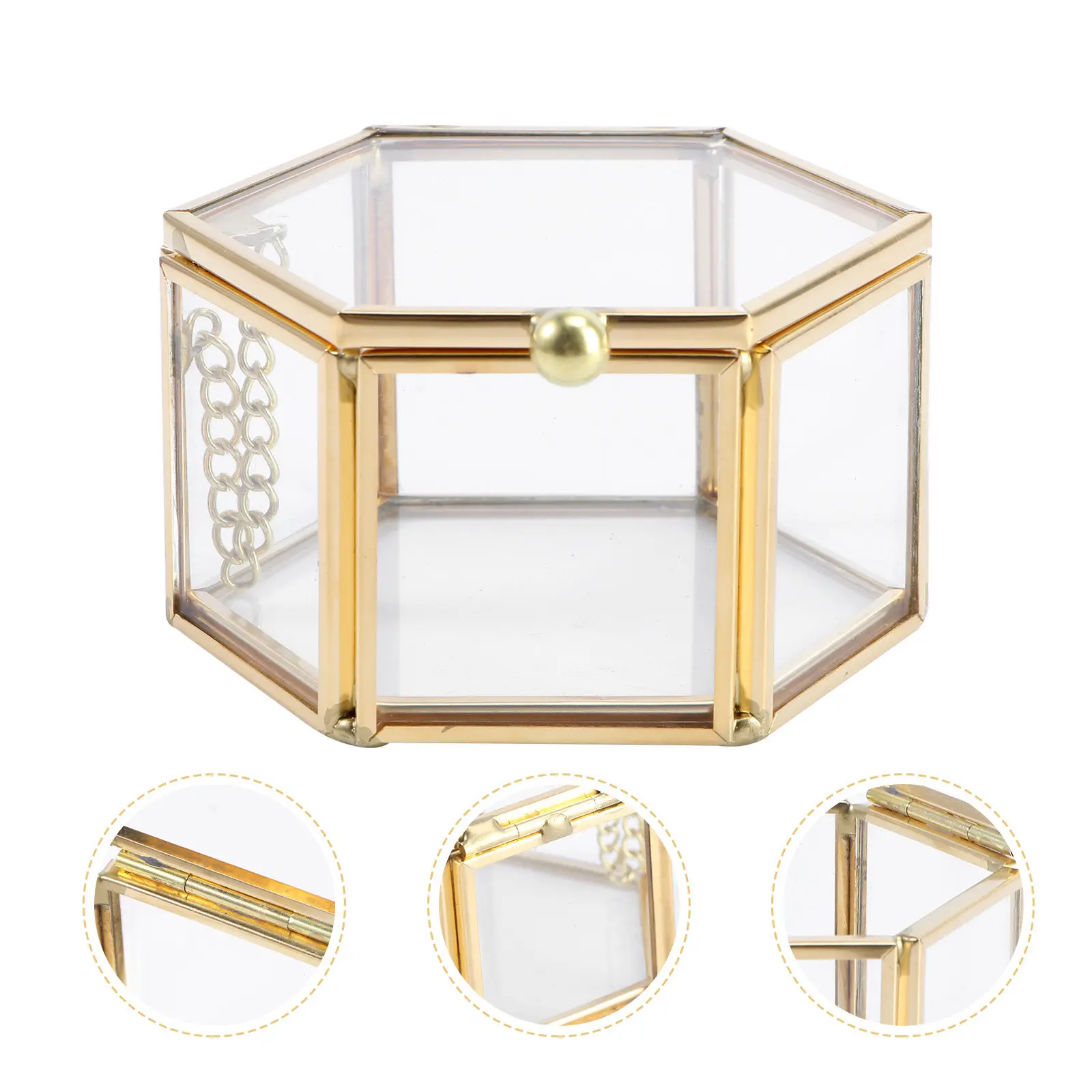 1Pcs Elegant Six-Sided Flip-Top Glass Ring Box with Copper Accents Compact Ring Storage Holder for Wedding Rings Personal Use
1Pcs Elegant Six-Sided Flip-Top Glass Ring Box with Copper Accents Compact Ring Storage Holder for Wedding Rings Personal Use