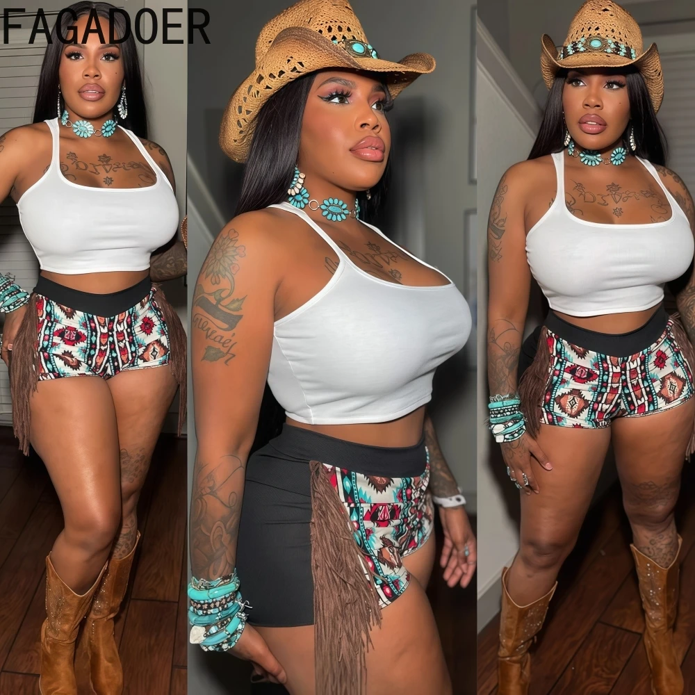 FAGADOER Summer New Fashion Streetwear 2 Pieces Set for Woman Outfits Solid Color Backless Crop Top + Tassels Patchwork Shorts
FAGADOER Summer New Fashion Streetwear 2 Pieces Set for Woman Outfits Solid Color Backless Crop Top + Tassels Patchwork Shorts