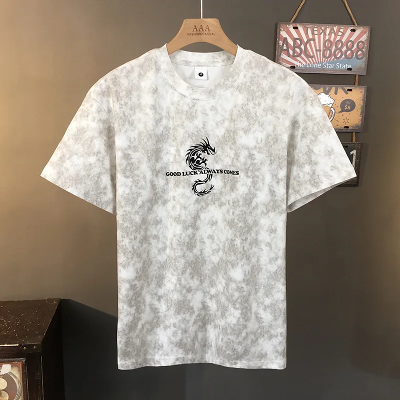 Fashionable printed top for men, trendy casual retro washed high-end loose round neck elastic short sleeved T-shirt for men
Fashionable printed top for men, trendy casual retro washed high-end loose round neck elastic short sleeved T-shirt for men