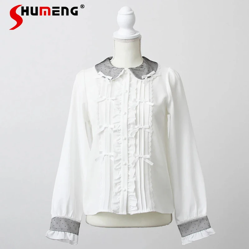 Japanese Rojita Sweet and Cute Shirt Bow Lace Splicing Blusas Solid Color Inner Top Long Sleeves 2025 Spring New Lolita Blouse
Japanese Rojita Sweet and Cute Shirt Bow Lace Splicing Blusas Solid Color Inner Top Long Sleeves 2025 Spring New Lolita Blouse
