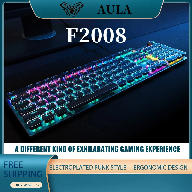 AULA F2088 Mechanical Keyboard With Punk Keycaps Ergonomic Design A Carefree Gaming Experience Full-Key Anti-Ghosting Rgb Gift
AULA F2088 Mechanical Keyboard With Punk Keycaps Ergonomic Design A Carefree Gaming Experience Full-Key Anti-Ghosting Rgb Gift