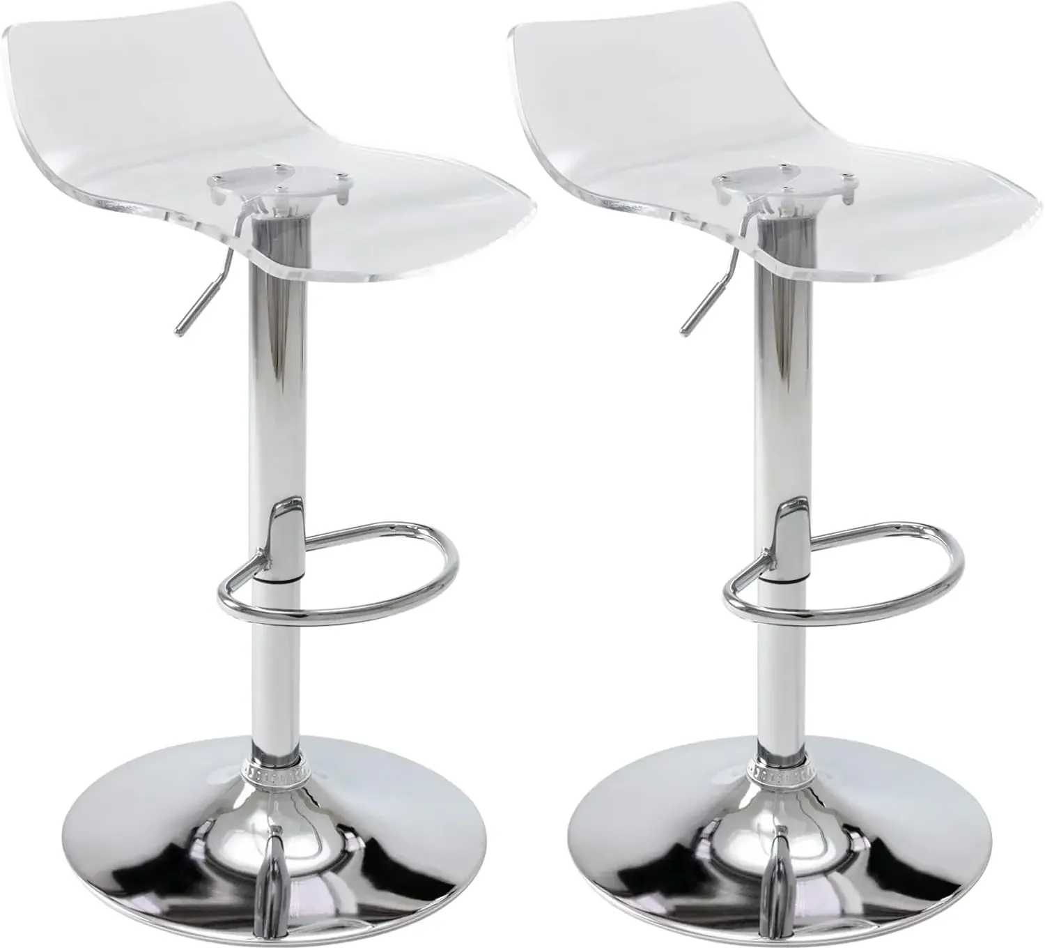 Acrylic Bar Stools Set of 2, Transparent Swivel Adjustable Airlift Barstools with Low Back, Counter Height
Acrylic Bar Stools Set of 2, Transparent Swivel Adjustable Airlift Barstools with Low Back, Counter Height