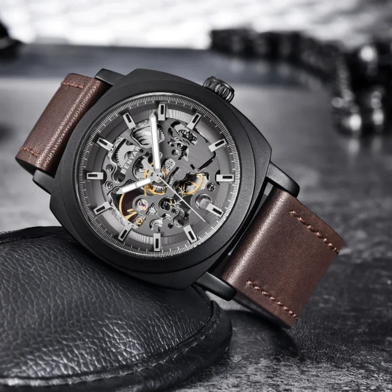 BENYAR Watch for Men Luxury Skeleton Tourbillon Automatic Mechanical Mens Watch 30M Waterproof Leather Strap Sports Reloj Hombre
BENYAR Watch for Men Luxury Skeleton Tourbillon Automatic Mechanical Mens Watch 30M Waterproof Leather Strap Sports Reloj Hombre