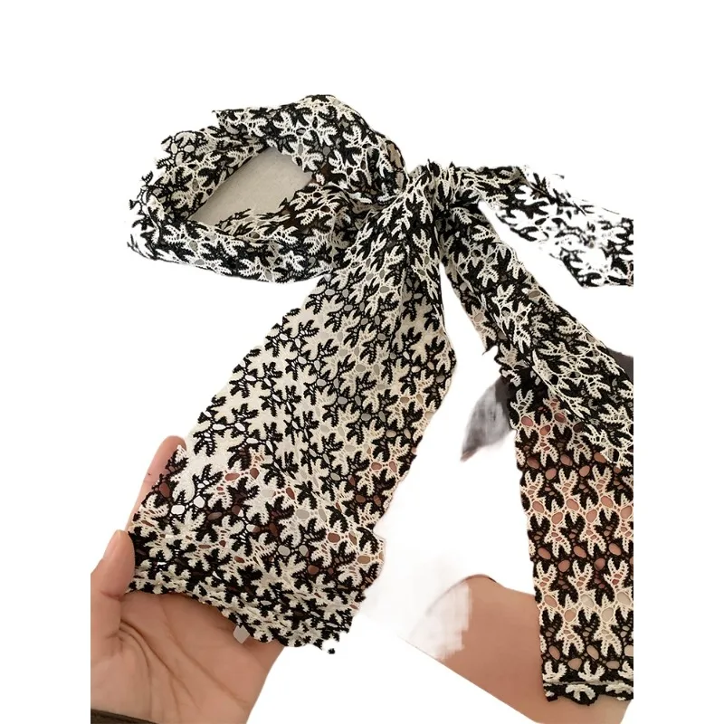 French retro hollow silk scarf women's high-end scarf neck streamer long scarf belt
French retro hollow silk scarf women's high-end scarf neck streamer long scarf belt