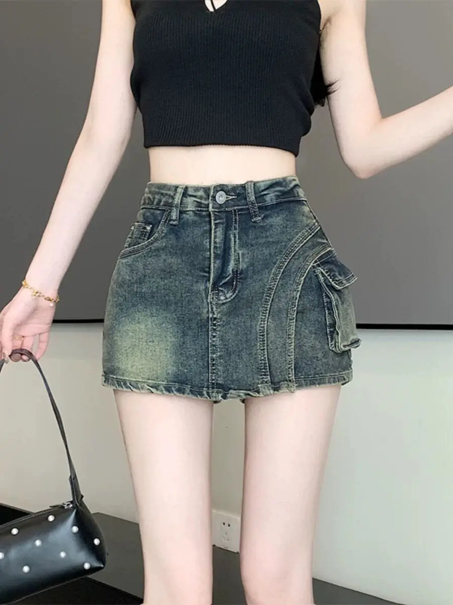 American Retro Women Denim Skirt Shorts Summer New Versatile High Waist Pockets Short Streetwear Spicy Girls Fashion Jean Shorts
American Retro Women Denim Skirt Shorts Summer New Versatile High Waist Pockets Short Streetwear Spicy Girls Fashion Jean Shorts