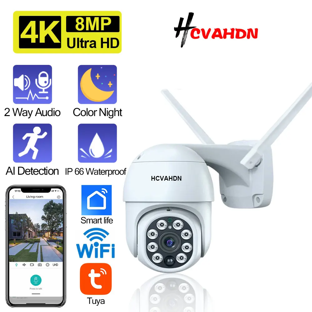 Tuya Smart Life 4K PTZ IP Camera Outdoor WiFi Auto Tracking Security Surveillance Camera Color nigh vision Wireless CCTV Cam 8M
Tuya Smart Life 4K PTZ IP Camera Outdoor WiFi Auto Tracking Security Surveillance Camera Color nigh vision Wireless CCTV Cam 8M