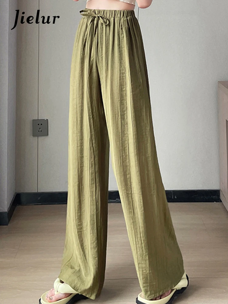 Jielur Pleated Loose Simple Women's Wide Leg Pants Summer Slim High Waist Straight Solid Color Full Length Casual Female Pants
Jielur Pleated Loose Simple Women's Wide Leg Pants Summer Slim High Waist Straight Solid Color Full Length Casual Female Pants
