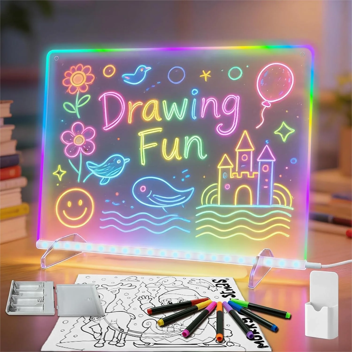 LED Drawing Board for Kids 3-12, 8 Colors 6 Modes Light Up Drawing Tablet with Battery Box, 13.7x10in Reusable Tracing Board
LED Drawing Board for Kids 3-12, 8 Colors 6 Modes Light Up Drawing Tablet with Battery Box, 13.7x10in Reusable Tracing Board