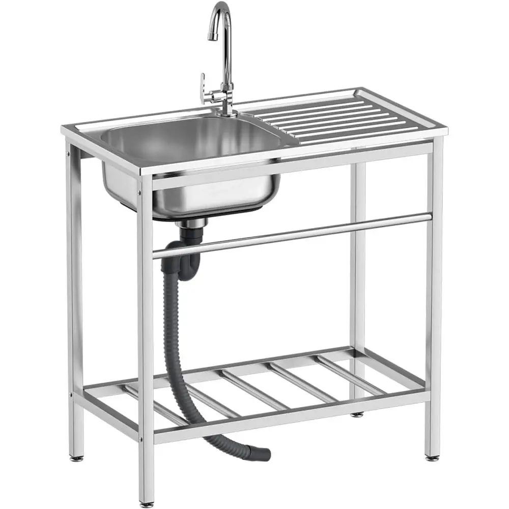 Portable Outdoor Stainless Steel Laundry Sink with Workbench and Storage for Home, Garage, and Camping
Portable Outdoor Stainless Steel Laundry Sink with Workbench and Storage for Home, Garage, and Camping