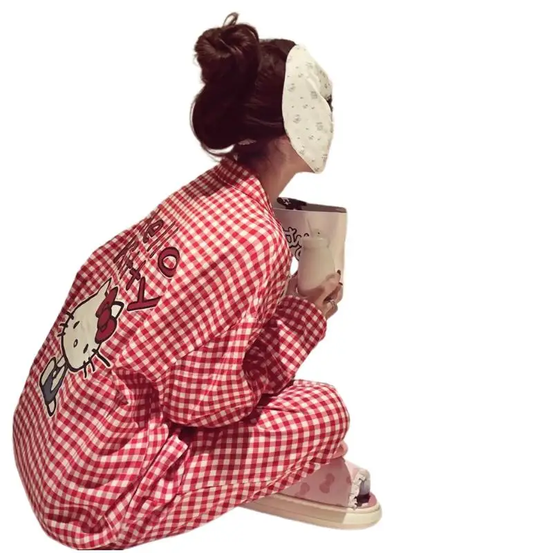 Sanrios Kawaii Pajamas Hello Kittys Cute Long Sleeved Long Pants Set Loose Sweet Casual Comfortable Breathable Home Clothes
Sanrios Kawaii Pajamas Hello Kittys Cute Long Sleeved Long Pants Set Loose Sweet Casual Comfortable Breathable Home Clothes